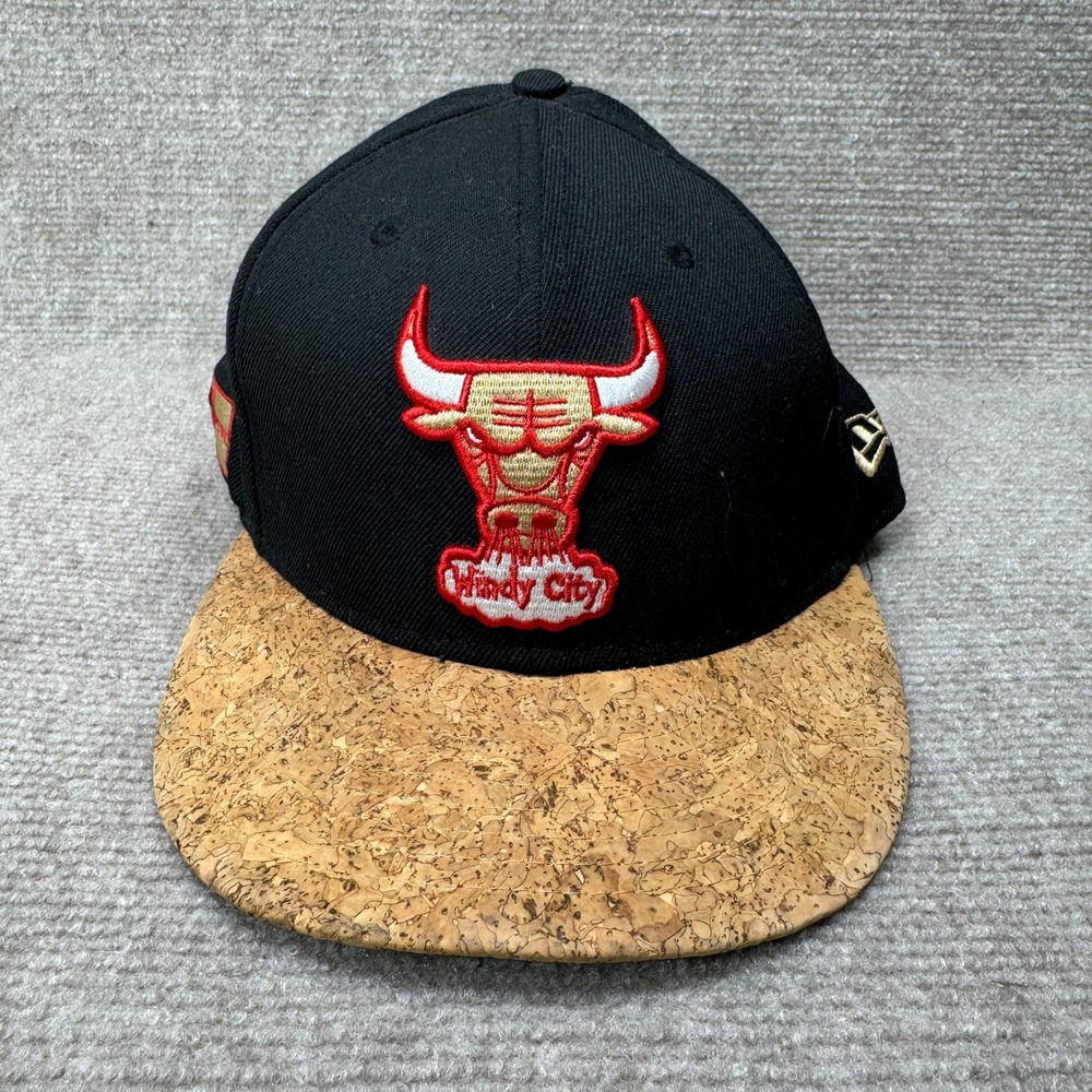 Chicago Bulls New Era 7 3/8 Black Cork Brim Fitted 59FIFTY NBA Cap‎
